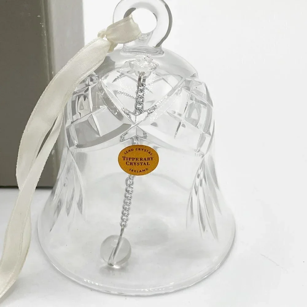 NIB Tipperary Crystal Ireland Lead Cut Clear Crystal Bell with Ribbon Hanger - Picture 2 of 9